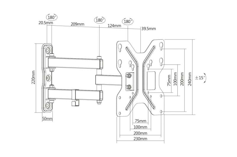 Digitus DA-90357 Universal LED/LCD Monitor Wall Mount Black