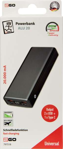 2GO Alu20 20000mAh PowerBank Black