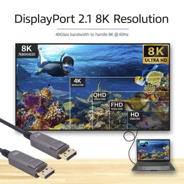 ACT 8K DisplayPort Active Optical Cable male/male 15m Black