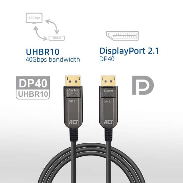 ACT 8K DisplayPort Active Optical Cable male/male 15m Black