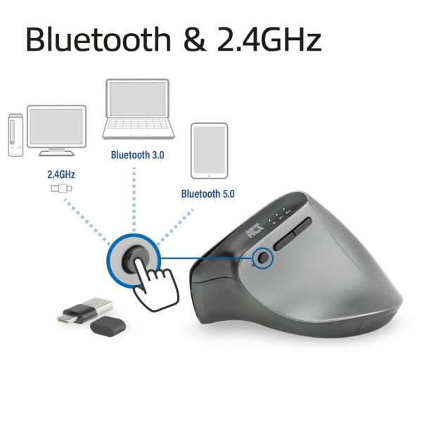 ACT A5155 Ergonomic Wireless Bluetooth Mouse Black