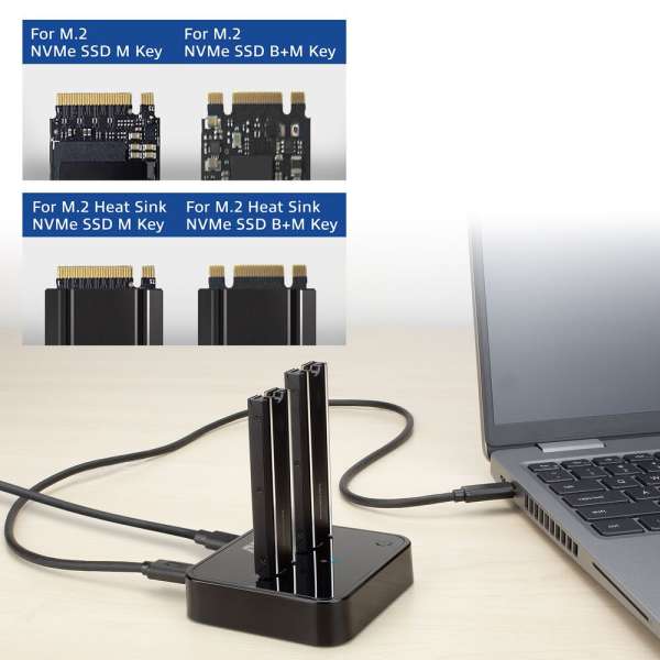 ACT AC1502 M.2 NVMe/PCIe dual SSD Docking Clone Station USB-C 3.2 Gen2 Black