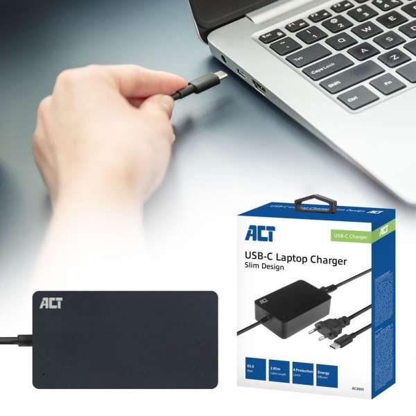 ACT AC2005 20V / 3,25A 65W Type-C univerzális hálózati notebook töltő
