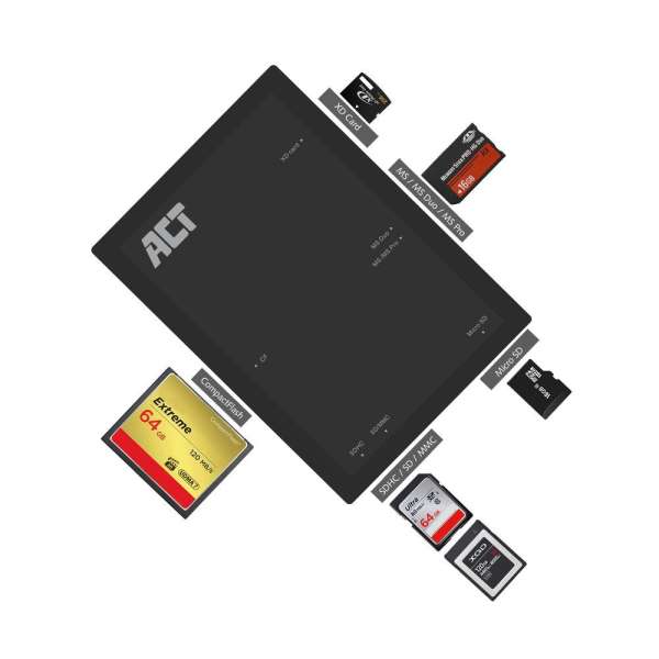 ACT External USB 3.2 Gen1 (USB 3.0) Card Reader Black