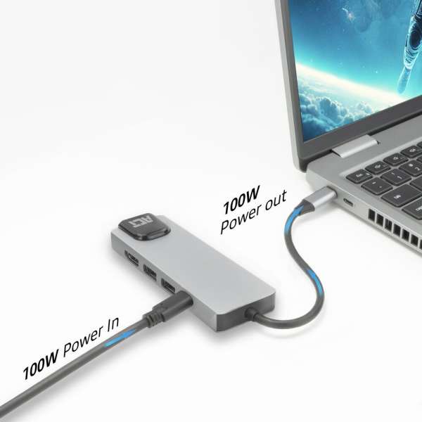 ACT AC7091 USB-C 4K docking station for 1 HDMI Adapter Silver