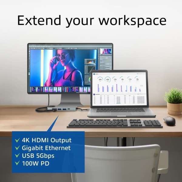 ACT AC7091 USB-C 4K docking station for 1 HDMI Adapter Silver