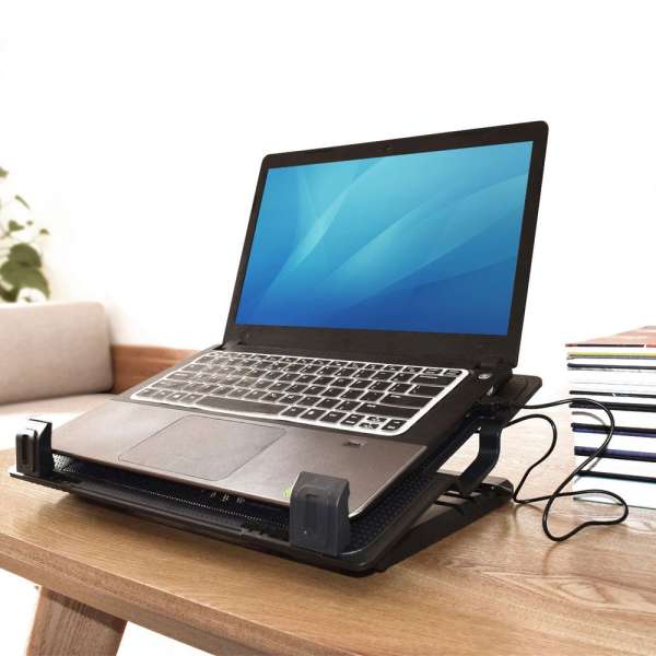 ACT AC8110 Laptop hűtőállvány 17"-ig állítható magasság (5 pozícióban) 2 portos hub