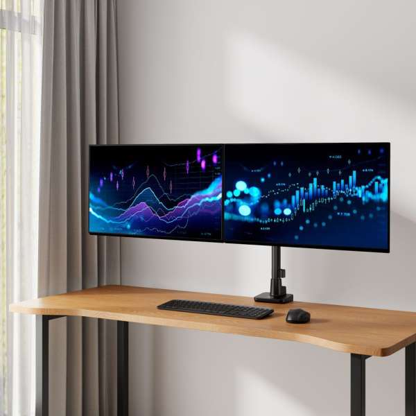 ACT AC8343 Dual Monitor Arm Office Premium with Gas Spring Pole Mounted