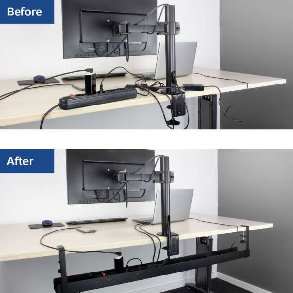 ACT AC8376 Under Desk Extendable Cable Management Tray with Clamp Mount