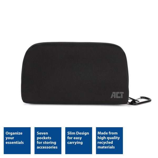 ACT AC8501 City Accessory Travel Organizer made from recycled plastic bottles Black