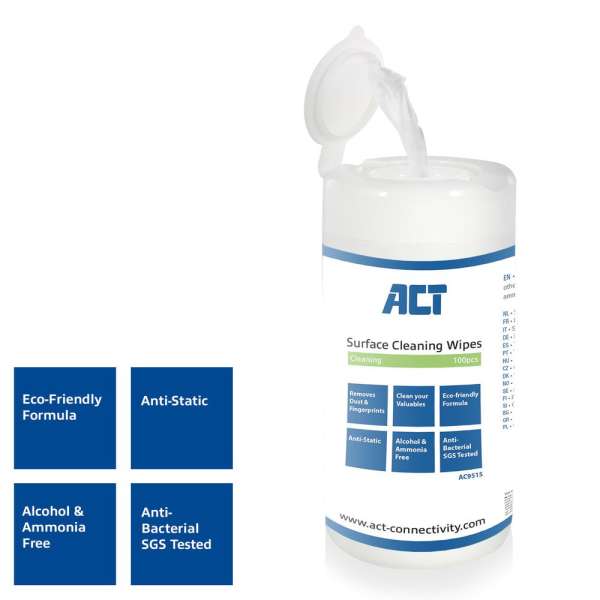 ACT AC9515 Surface Cleaning Wipes 100db