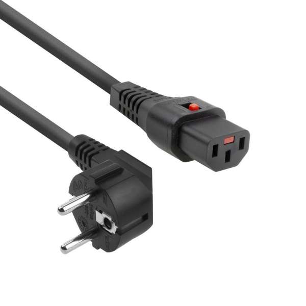 ACT AK5040 Powercord Schuko CEE 7/7 male (angled) - C13 IEC Lock 2m Black