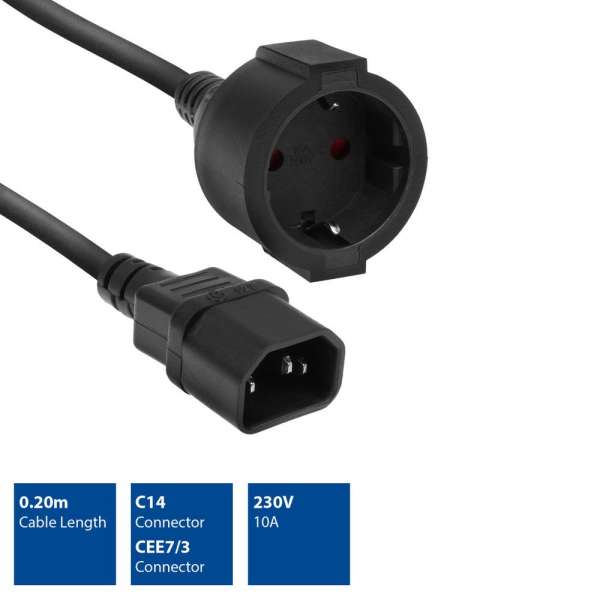 ACT AK5250 Powercord C14 IEC - CEE 0,2m Black