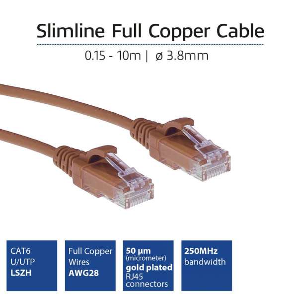 ACT CAT6 U-UTP Patch Cable 1m Brown