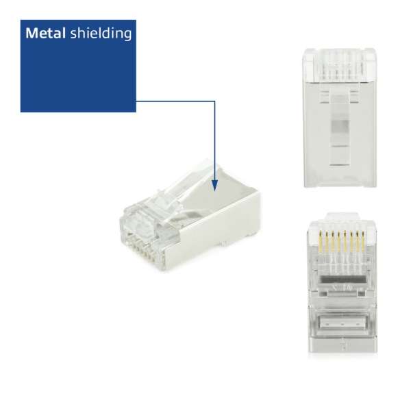 ACT CAT6A pass-through shielded modular RJ45 connector (25db)
