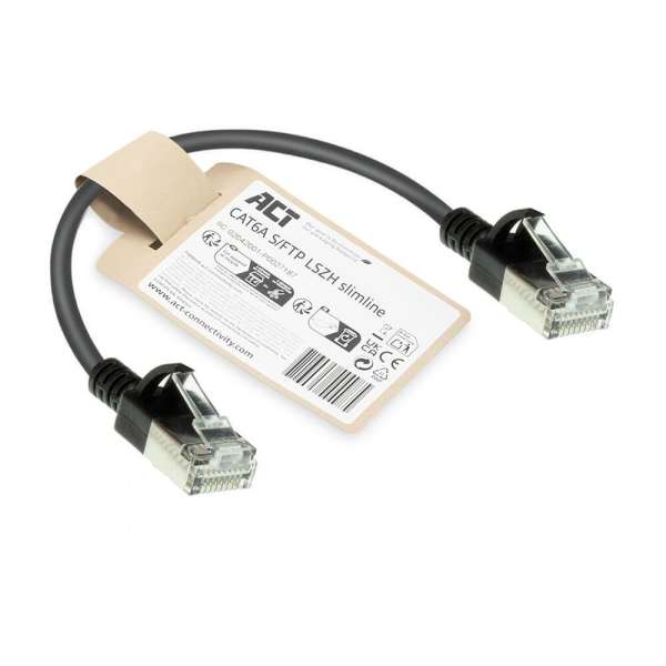 ACT CAT6A S-FTP Patch Cable 0,25m Black