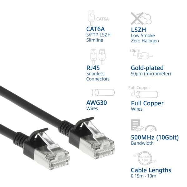 ACT CAT6A S-FTP Patch Cable 10m Black