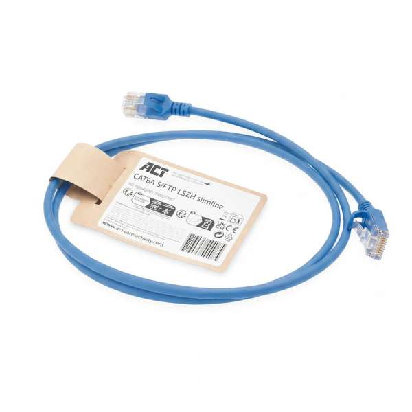 ACT CAT6A S-FTP Patch Cable 1m Blue