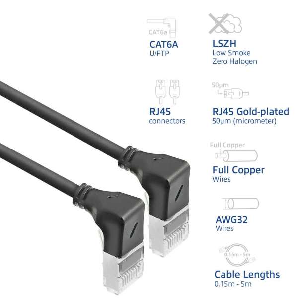 ACT CAT6A U-FTP Patch Cable 0,25m Black