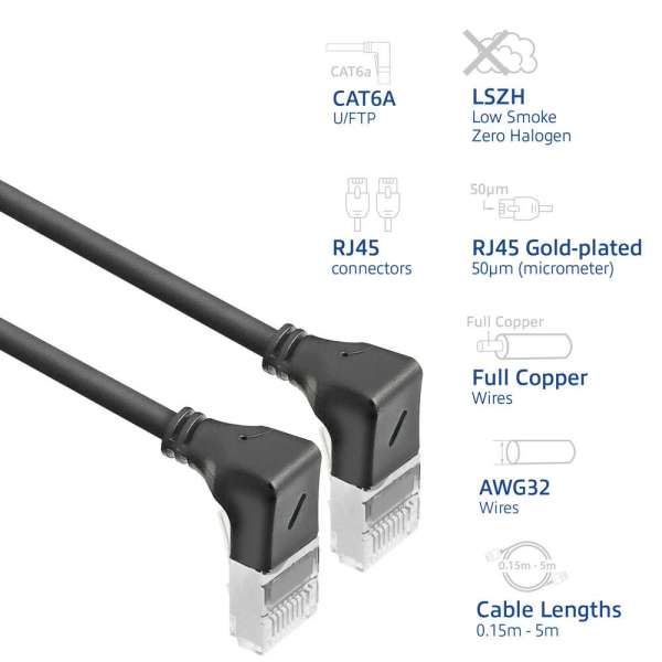 ACT CAT6A U-FTP Patch Cable 1,5m Black