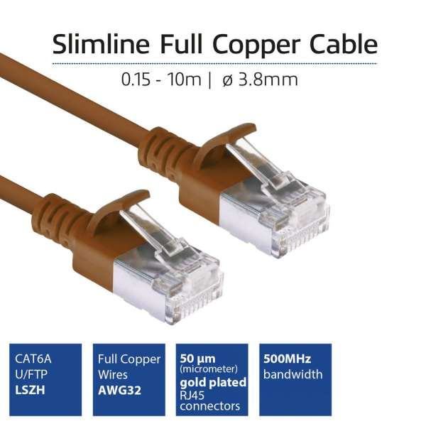 ACT CAT6A U-FTP Patch Cable 10m Brown
