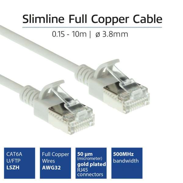 ACT CAT6A U-FTP Patch Cable 10m Grey