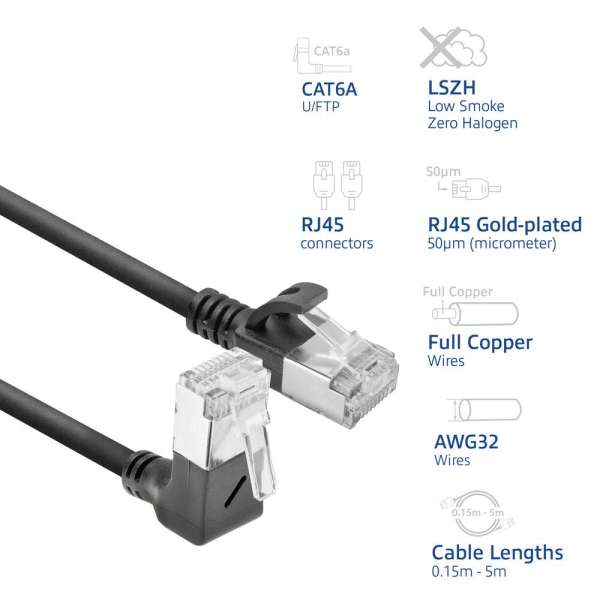 ACT CAT6A U-FTP Patch Cable 1m Black