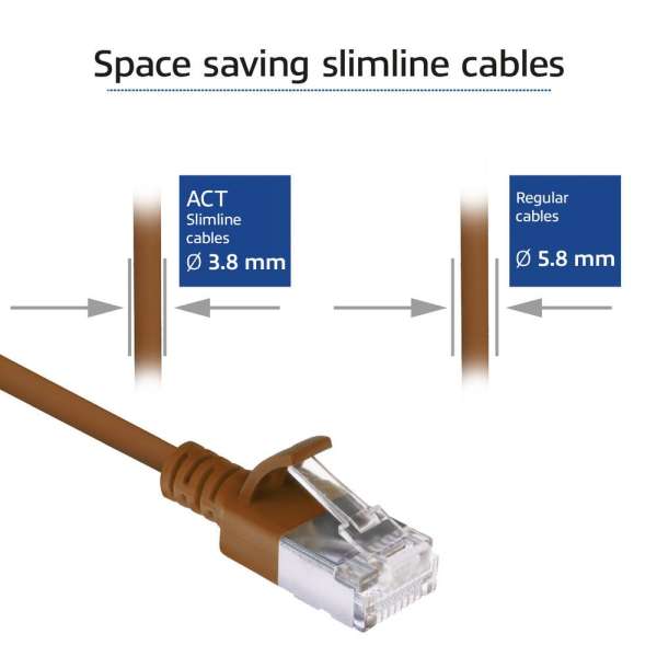 ACT CAT6A U-FTP Patch Cable 1m Brown