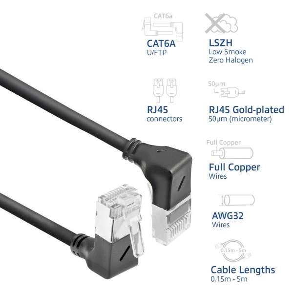 ACT CAT6A U-FTP Patch Cable 2m Black