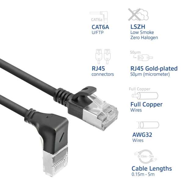 ACT CAT6A U-FTP Patch Cable 2m Black