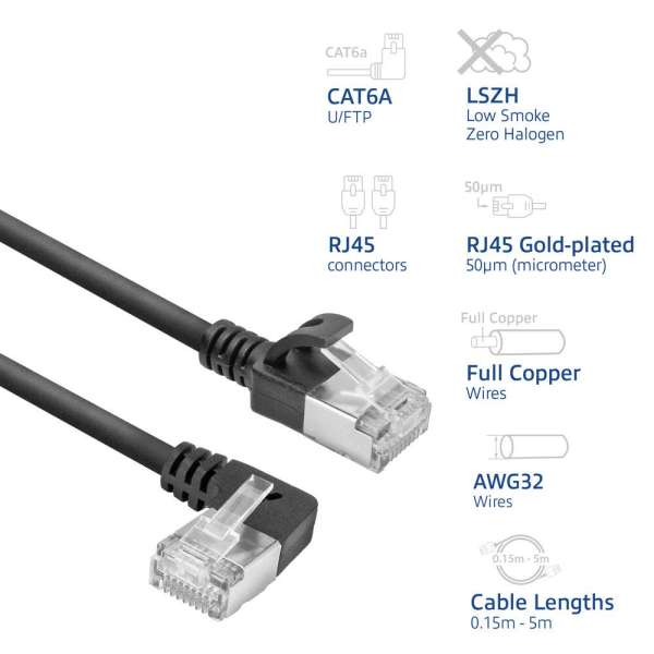 ACT CAT6A U-FTP Patch Cable 2m Black