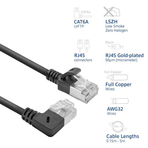 ACT CAT6A U-FTP Patch Cable 2m Black