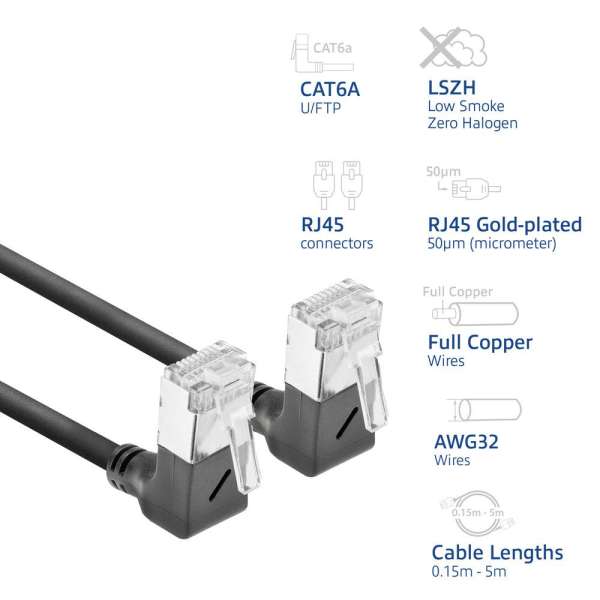 ACT CAT6A U-FTP Patch Cable 2m Black