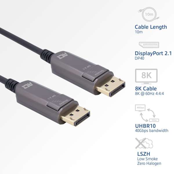 ACT 8K DisplayPort Active Optical Cable male/male 30m Black
