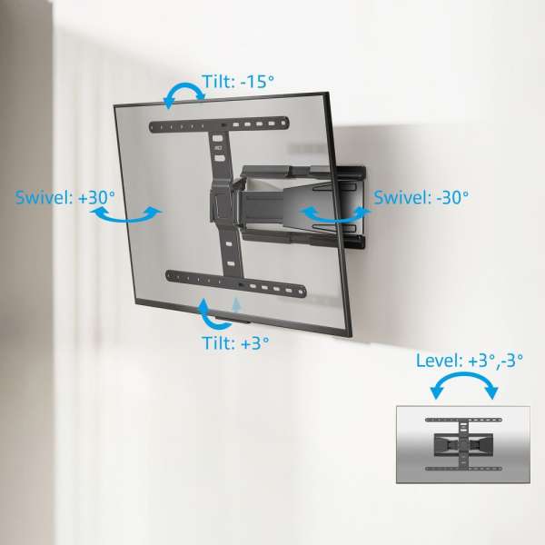 ACT Full motion TV Wall Mount ultra slim 43"-90" Black