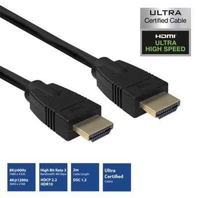 ACT HDMI Ultra High Speed Certifed v2.1 HDMI-A male - HDMI-A male cable 2m Black