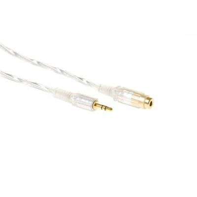 ACT High quality audio connection cable 1x 3,5 mmm jack male to 1x 3.5mm stereo jack female 5m Transparent