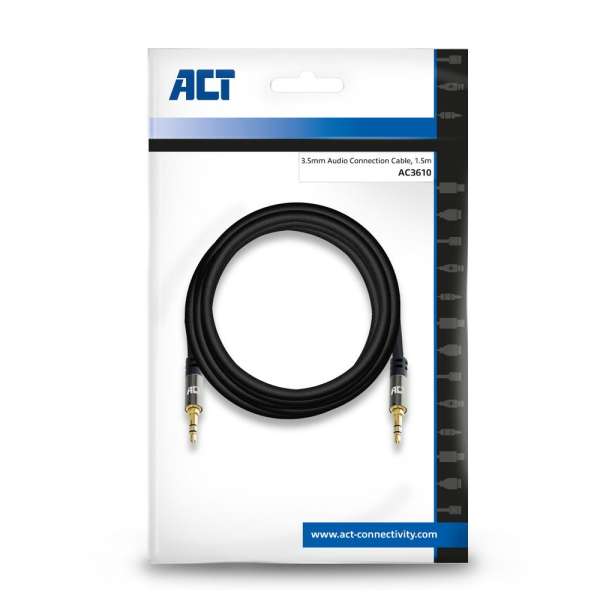 ACT High Quality stereo audio connection cable 3.5 mm jack male - male 1,5m Black