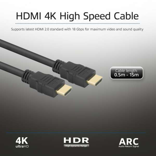 ACT High Speed cable HDMI A male to HDMI A male 1,5m Black