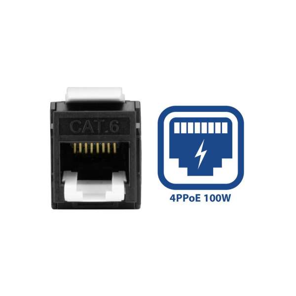 ACT Keystone Jack RJ45 CAT6 Unshielded toolless with shutter Black