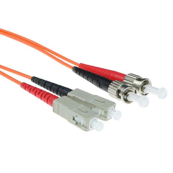ACT LSZH Multimode 50/125 OM2 fiber cable duplex with SC and ST connectors 5m Orange