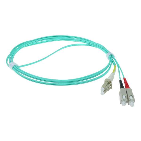 ACT LSZH Multimode 50/125 OM3 fiber cable duplex with LC and SC connectors 10m Blue