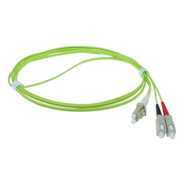 ACT LSZH Multimode 50/125 OM5 fiber cable duplex with LC and SC connectors 2m Green