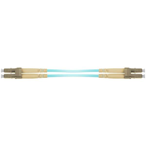 ACT Multimode 50/125 OM3 duplex armored fiber cable with LC connectors 1m Blue