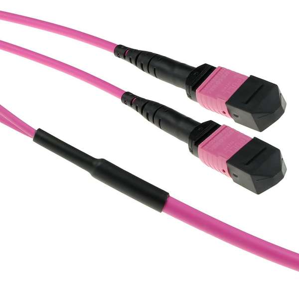 ACT Multimode 50/125 OM4(OM3) polarity A fiber trunk cable with 2 MTP/MPO female connectors each side 100m Pink
