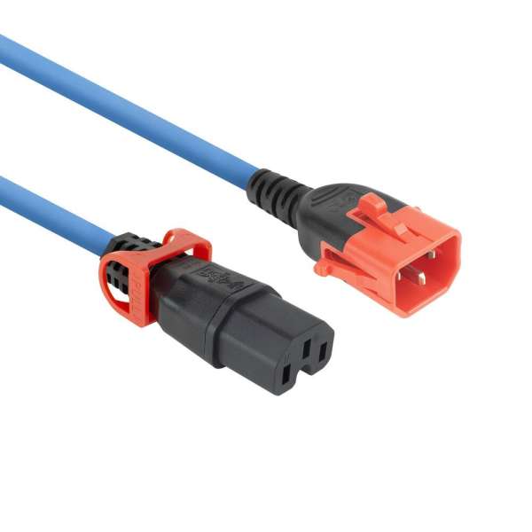 ACT PL0072 Powercord C14 IEC Lock+ Dual Locking - C15 IEC Lock+ 2m Blue