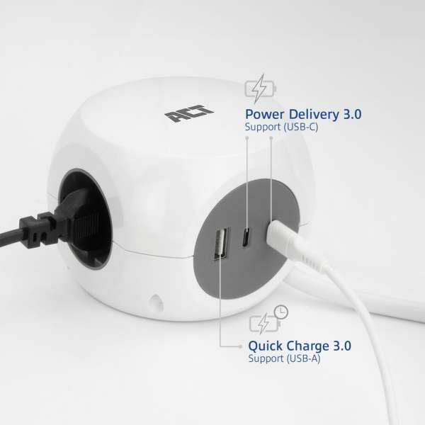 ACT Power Strip Cube F Socket Hálózati Elosztó 3DIN 1,5m White