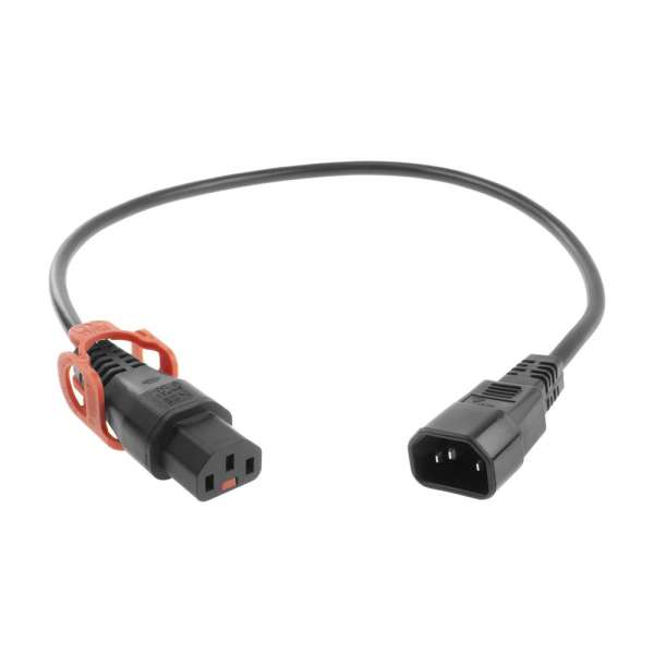 ACT Powercord C13 IEC Lock+ - C14 0,5m Black