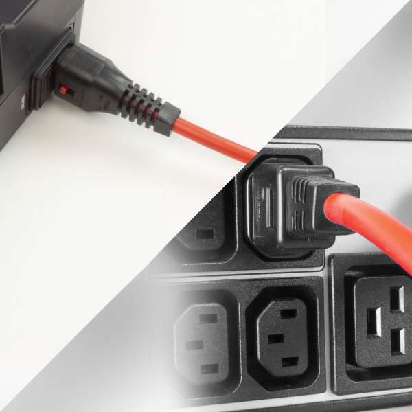 ACT Powercord C13 IEC Lock - C14 0,5m Red