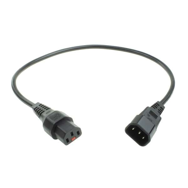 ACT Powercord C13 IEC Lock - C14 2m Black